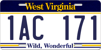 WV license plate 1AC171