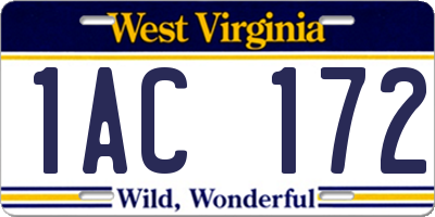 WV license plate 1AC172