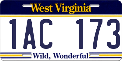 WV license plate 1AC173