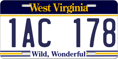 WV license plate 1AC178