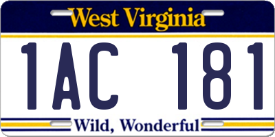 WV license plate 1AC181