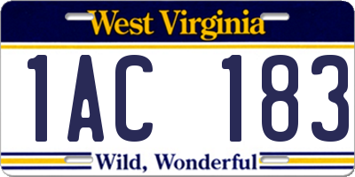 WV license plate 1AC183