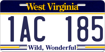 WV license plate 1AC185