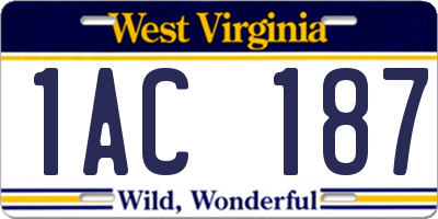 WV license plate 1AC187