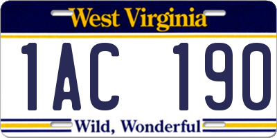 WV license plate 1AC190