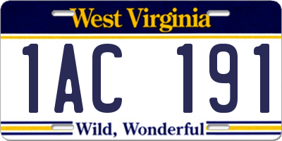 WV license plate 1AC191