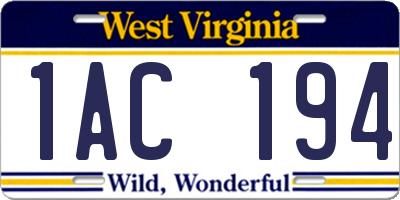 WV license plate 1AC194