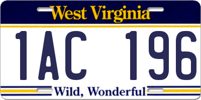 WV license plate 1AC196