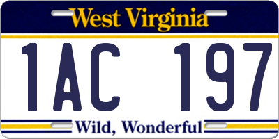 WV license plate 1AC197