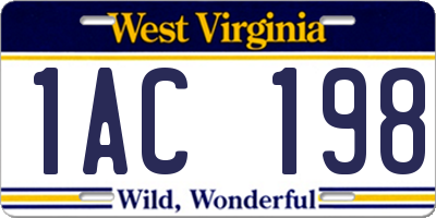 WV license plate 1AC198