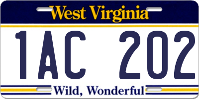 WV license plate 1AC202