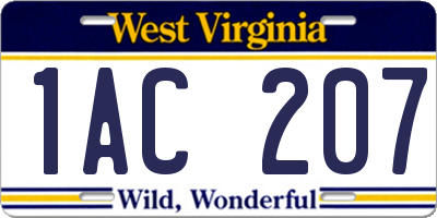 WV license plate 1AC207