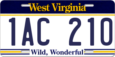 WV license plate 1AC210