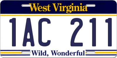 WV license plate 1AC211