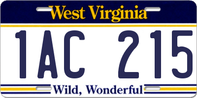 WV license plate 1AC215