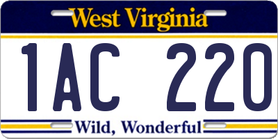 WV license plate 1AC220