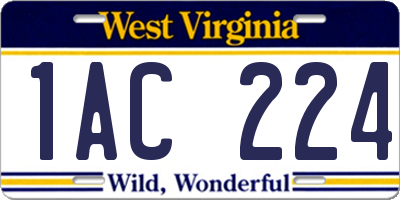 WV license plate 1AC224