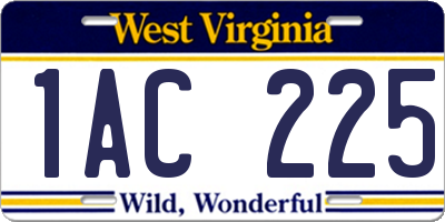 WV license plate 1AC225