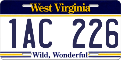 WV license plate 1AC226