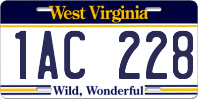 WV license plate 1AC228