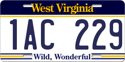 WV license plate 1AC229