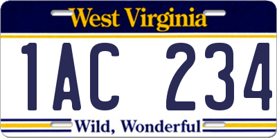 WV license plate 1AC234