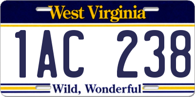 WV license plate 1AC238