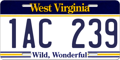 WV license plate 1AC239