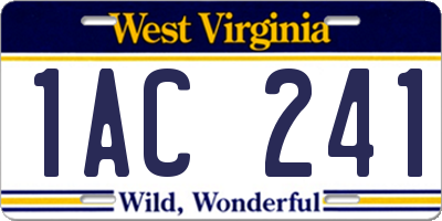 WV license plate 1AC241