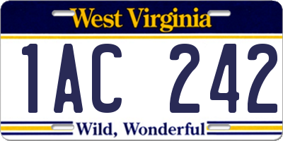 WV license plate 1AC242