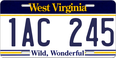 WV license plate 1AC245