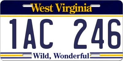 WV license plate 1AC246