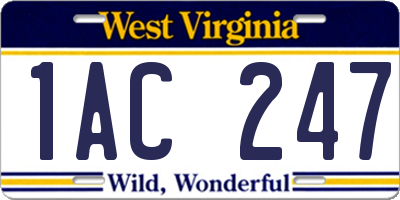 WV license plate 1AC247