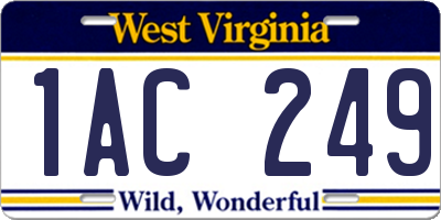 WV license plate 1AC249