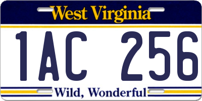 WV license plate 1AC256