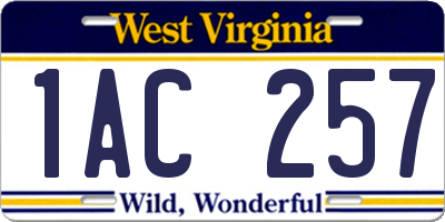 WV license plate 1AC257
