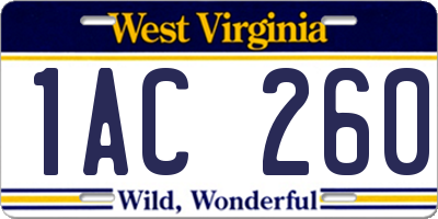 WV license plate 1AC260