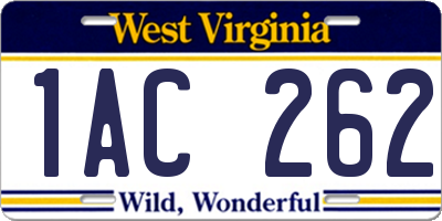 WV license plate 1AC262