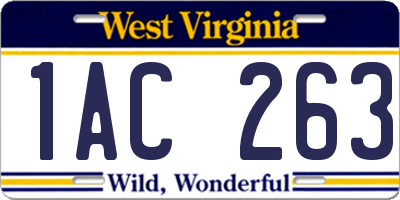 WV license plate 1AC263