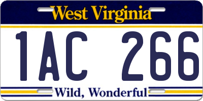 WV license plate 1AC266