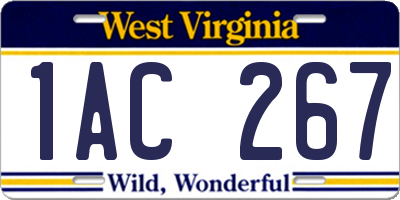 WV license plate 1AC267