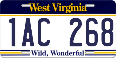 WV license plate 1AC268