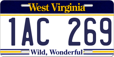 WV license plate 1AC269