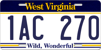 WV license plate 1AC270