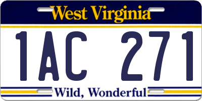 WV license plate 1AC271