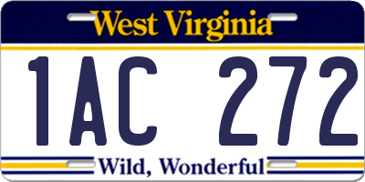 WV license plate 1AC272