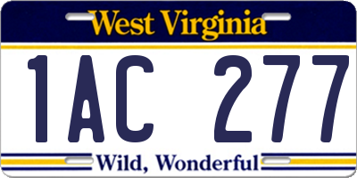 WV license plate 1AC277