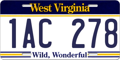 WV license plate 1AC278