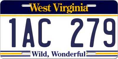 WV license plate 1AC279