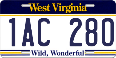 WV license plate 1AC280